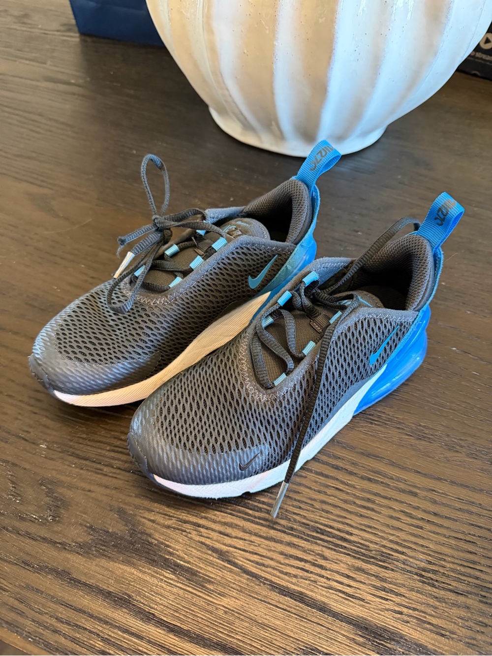 Nike Kids Gray and Blue Mesh Slip-On Sneakers